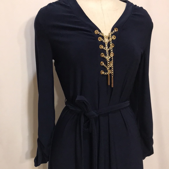 Spense size 4 navy blue and gold chain dress - Picture 2 of 9